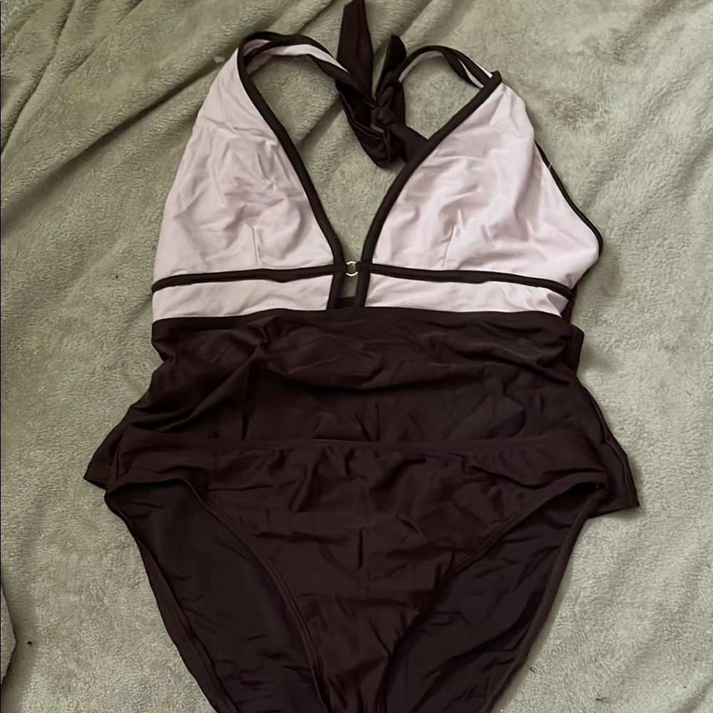 Elegant Halter Tankini Top in Pink and Brown